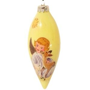 VTG Figi Inside Art 5'' Christmas Teardrop Ornament In Case